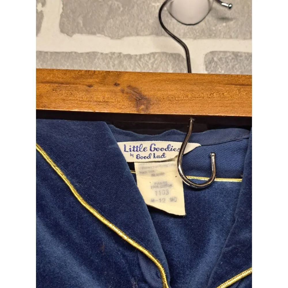 Vintage Blue Velvet Sailor Romper Little Goodies by Good Lad ~ 12‎ month